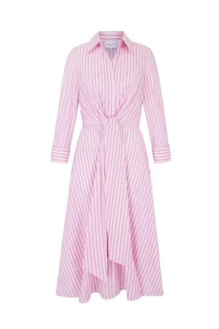 Priscilla 25 Striped Summer Shirt Dress Pink