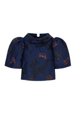 Clara Top Navy Floral Fil Coupè