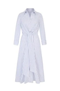 Priscilla 25 Striped Summer Shirt Dress White And Blue
