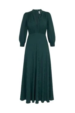 Gabriella Dress Geometric Jacquard Forest