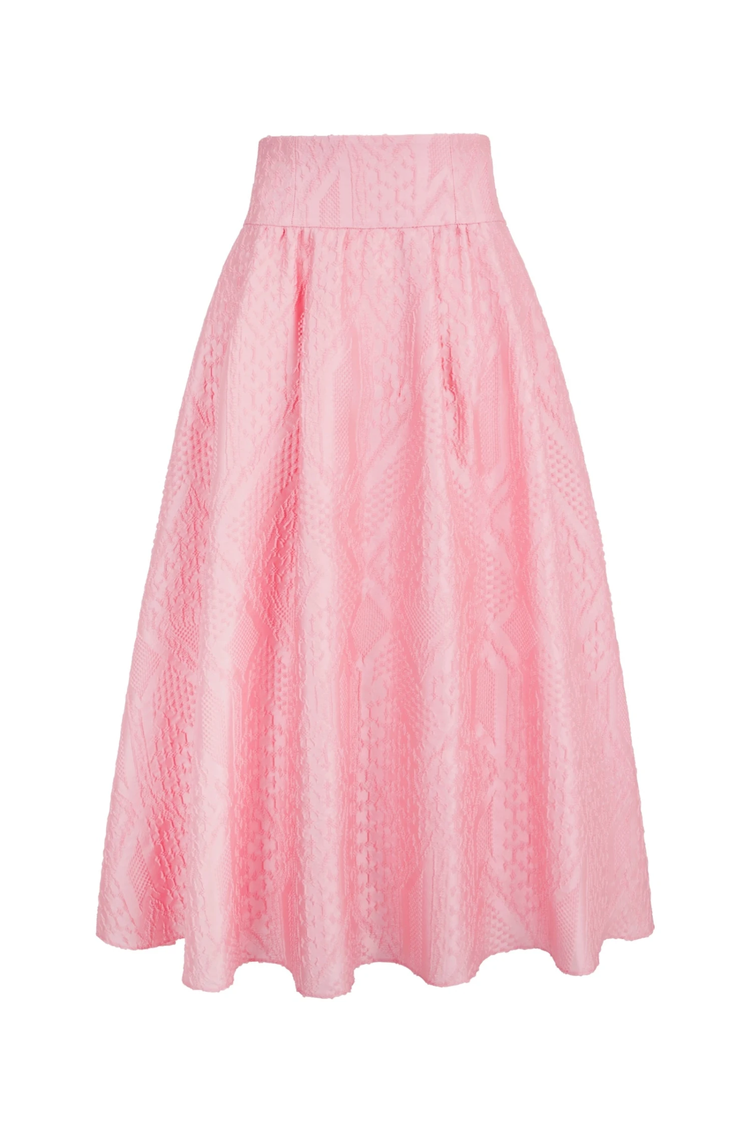 Clara Top & Skirt Coral Geometric Cloqué Set 6 Clara Top & Skirt Coral Geometric Cloqué Set - Image 4