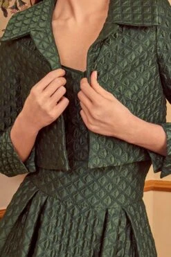 Remy 50s Midi Skirt Forest Green Diamond Cloqué 12 Remy 50s Midi Skirt Forest Green Diamond Cloqué -Lady Style Wear 35