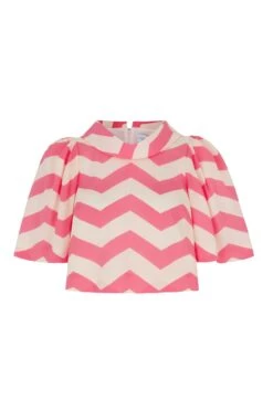 Palm Beach Clara Top Pink Chevron Silk