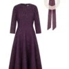 Lucy Midi Dress & Chunky Pearl Collar Aubergine -Lady Style Wear 42 bdc9a492 fbe3 4e48 af3f 80de1a0ca37a