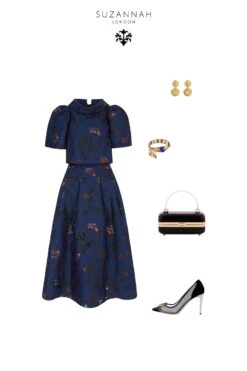 Clara Skirt Navy Floral Fil Coupè -Lady Style Wear 438