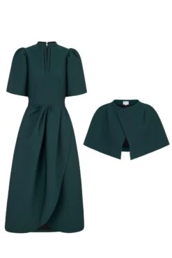 Delphine Forest Green Dress & Cape