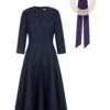 Lucy Midi Dress & Pearl Collar Navy -Lady Style Wear 44 b079c910 8638 462e baca 5e7309b980df