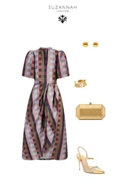 Delphine Dress Metallic Check 9 Delphine Dress Metallic Check -Lady Style Wear 457