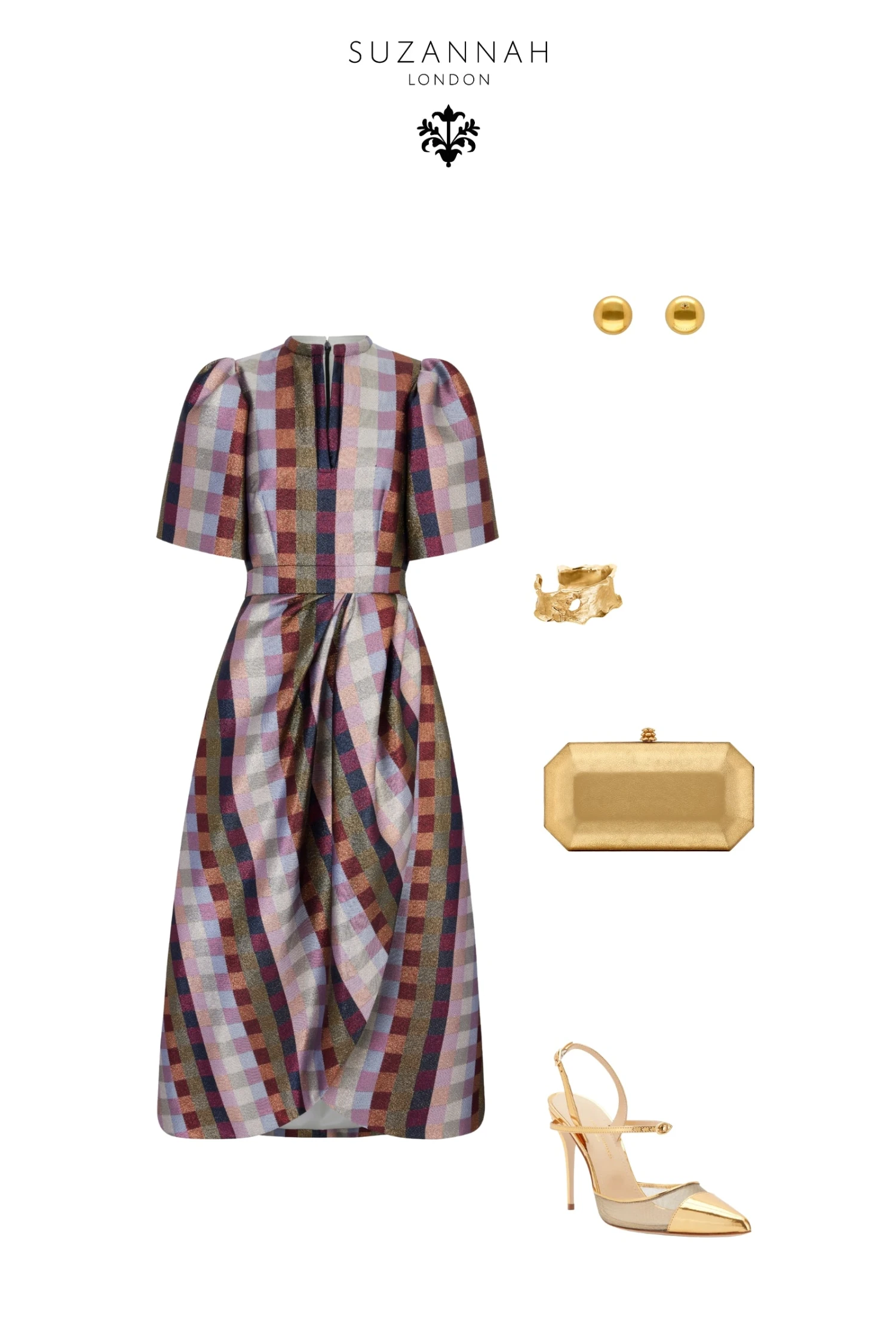 Delphine Dress Metallic Check 6 Delphine Dress Metallic Check - Image 4