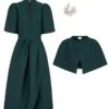 Delphine Forest Green Dress, Cape & Crystal Brooch -Lady Style Wear 45 0df02e24 2d8d 4018 8b68 e15240f0e11a