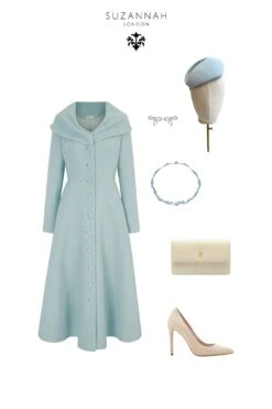 Cumbria Formal Coat Dress Duck Egg Wool Crepe -Lady Style Wear 460