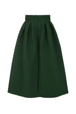 Remy 50s Midi Skirt Forest Green Diamond Cloqué 10 Remy 50s Midi Skirt Forest Green Diamond Cloqué -Lady Style Wear 50 sSkirtForestDiamondCloqueBackWEB