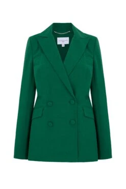 Rappalo Double Breasted Blazer Green Linen