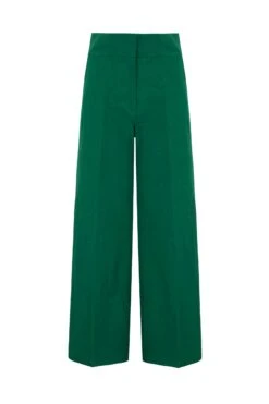 Rappalo Wide Leg Trousers Green Linen