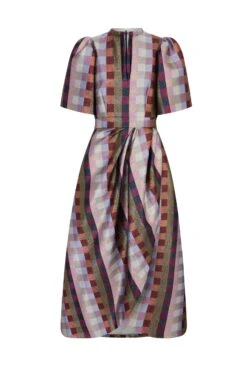 Delphine Dress Metallic Check