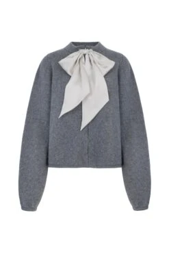 Fine Lambswool And Cashmere Cardigan Grey