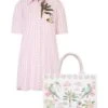 Beverley Pink Striped Mini Shirt Dress & Barbados Tote Set 2 Beverley Pink Striped Mini Shirt Dress & Barbados Tote Set -Lady Style Wear Beverley and tote bundle