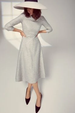 Blythe Midi Dress Metallic Tweed Winter Sky 11 Blythe Midi Dress Metallic Tweed Winter Sky -Lady Style Wear BlytheMetallicWinterSkyModel3WEB