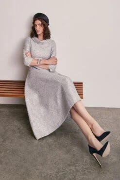 Blythe Midi Dress Metallic Tweed Winter Sky 13 Blythe Midi Dress Metallic Tweed Winter Sky -Lady Style Wear BlytheMetallicWinterSkyModelWEB