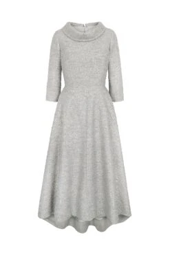 Blythe Midi Dress Metallic Tweed Winter Sky