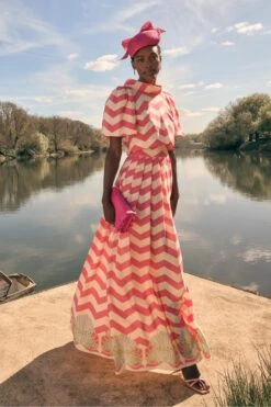 Palm Beach Clara Top Pink Chevron Silk -Lady Style Wear Clara Chevron Set 1 WEB