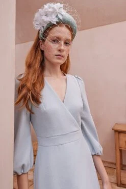 Clemmie Dress Wool Crepe Eucalyptus 10 Clemmie Dress Wool Crepe Eucalyptus -Lady Style Wear ClemmieEucalyptusmodel2WEB