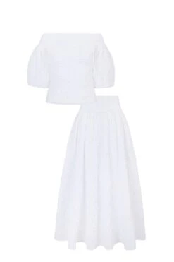 Darcy Smocked Cotton White Set