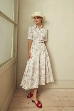 Flora Cherry Blossom Cotton Shirt Dress X MarieLuise Bantel -Lady Style Wear FloraShirtDress ProductPageWebSize