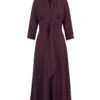 Fontaine Silk Crepe Dress Aubergine