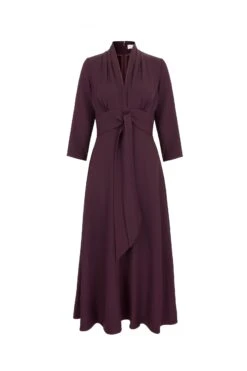 Fontaine Silk Crepe Dress Aubergine