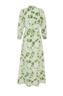 Gracie Grandad Silk Tea Dress Blossom Wreath X Marieluise Bantel -Lady Style Wear Gracie Tea dress Back WEB