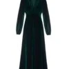 Velvet Grandad Dress Warm Forest Green -Lady Style Wear GrandadVelvetForest25FrontWEB