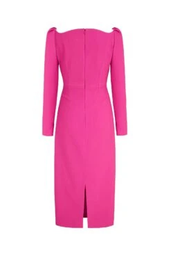 Halley Dress Stretch Crepe Hot Pink -Lady Style Wear HalleypinkbackWEB