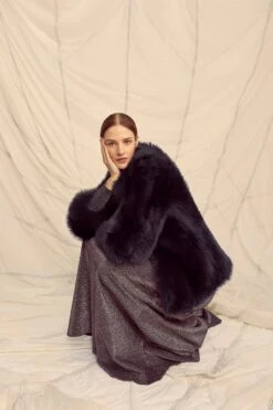 Hemera Gown Metallic Jersey -Lady Style Wear HemeraGownMetallicJerseyandVancouverJacketNavySheepskin ProductPageWebSize