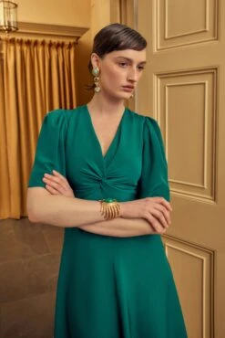 Holland Dress Jade Silk Cady -Lady Style Wear Holland Dress Jade Model 3 Product Page Web Size