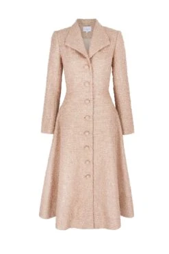 Hunter Coat Dress Metallic Tweed Rose Gold