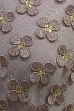 Keres Dress Dusty Rose Appliqué Daisy Lace -Lady Style Wear KeresMinkcloseup2WEB