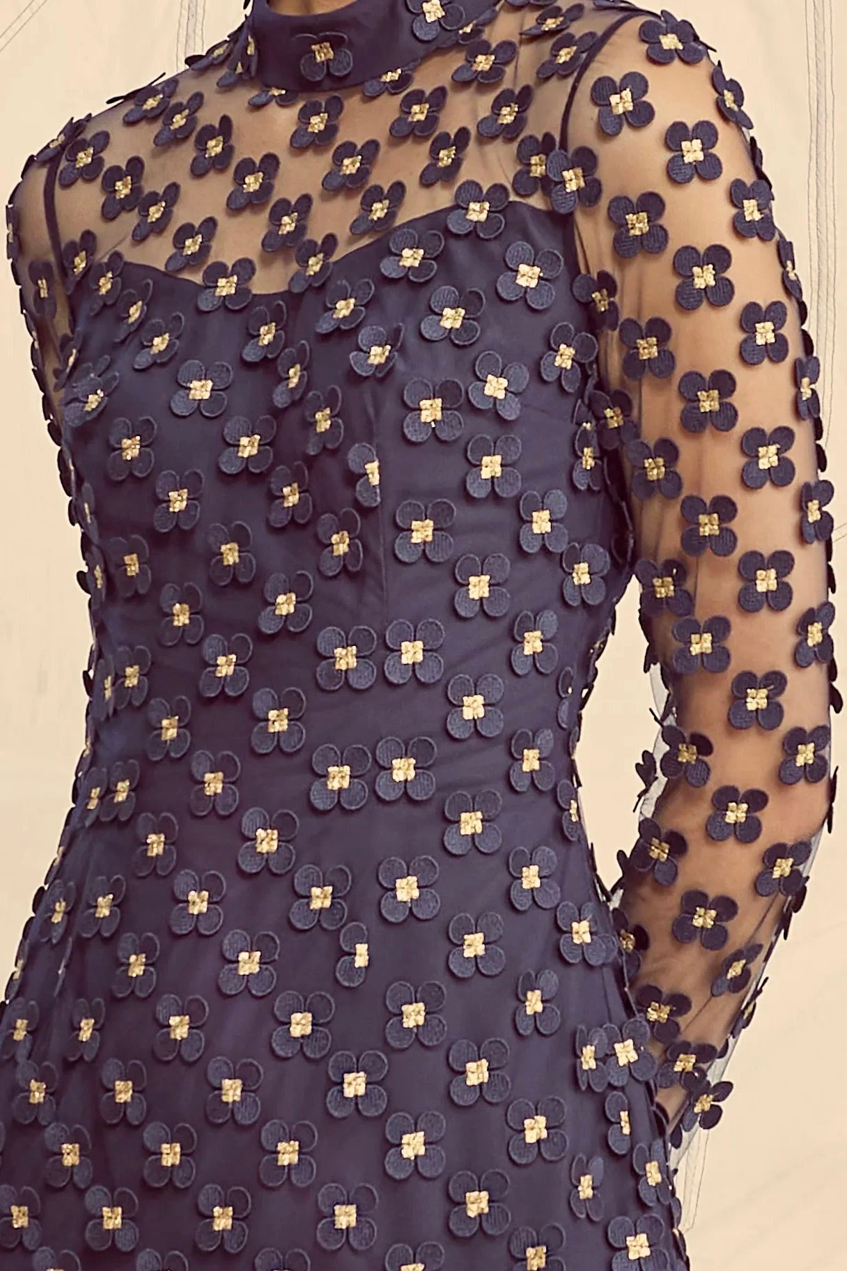 Keres Dress Navy Appliqué Daisy Lace 6 Keres Dress Navy Appliqué Daisy Lace - Image 4