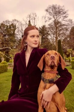 Louisa Coat Dress Sustainable Plum Velvet -Lady Style Wear LouisaCoatCottonVelvetPlum ProductPageWebSize 3