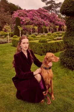 Louisa Coat Dress Sustainable Plum Velvet -Lady Style Wear LouisaCoatCottonVelvetPlum ProductPageWebSize 4