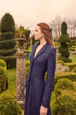 Louisa Coat Dress Metallic Tweed Navy -Lady Style Wear LouisaCoatMetallicTweedNavy ProductPageWebSize 1