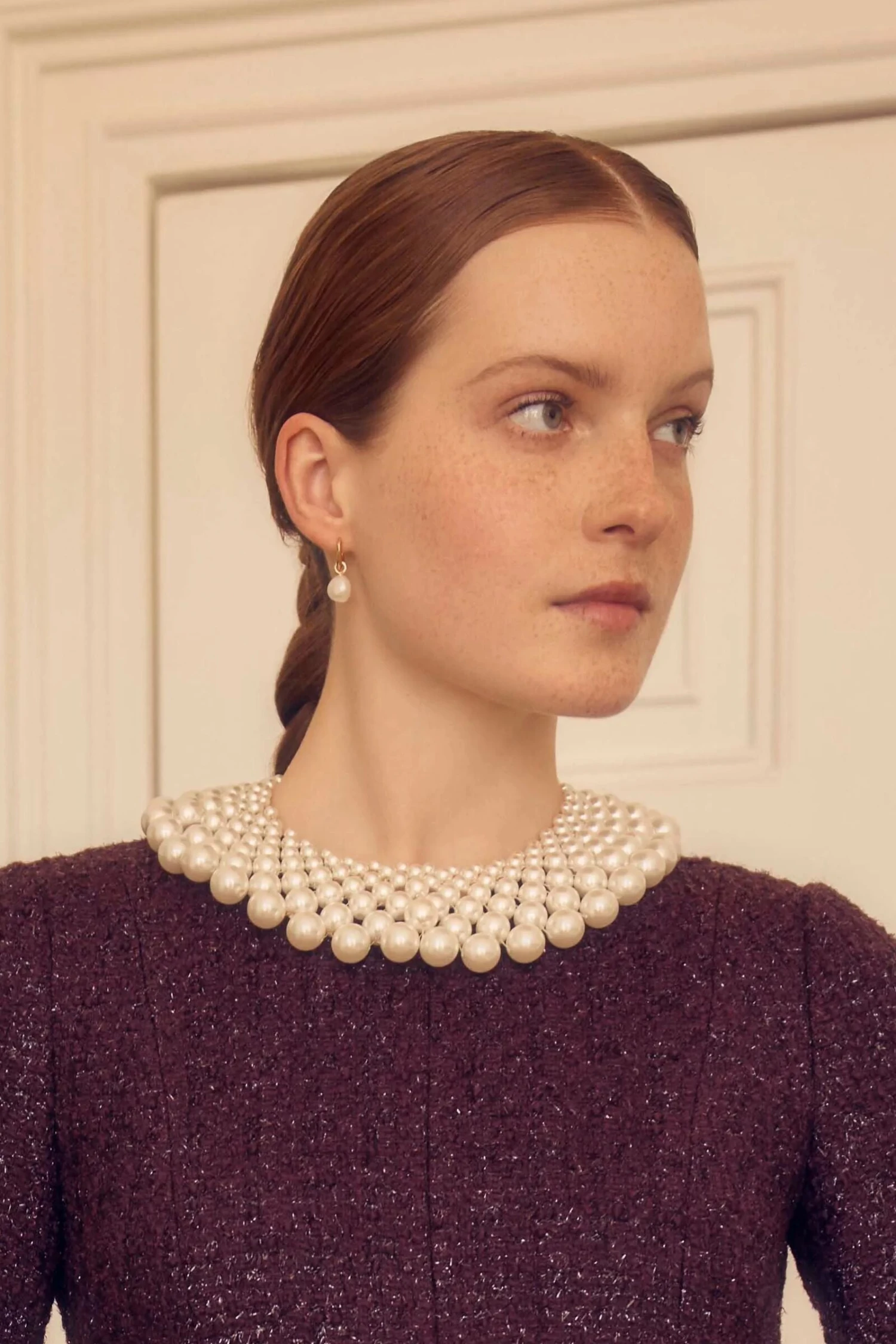 Chunky Pearl Collar Aubergine 4 Chunky Pearl Collar Aubergine - Image 2