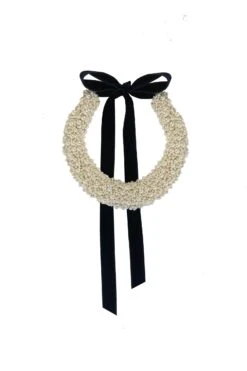 Embellished Pearl Bead Collarette Navy