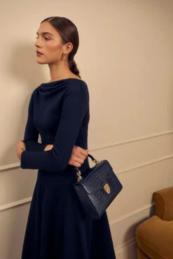 Oona Jersey Dress Navy -Lady Style Wear OonaNavyNEWOct25Shoot model3 ProductPageWebSize