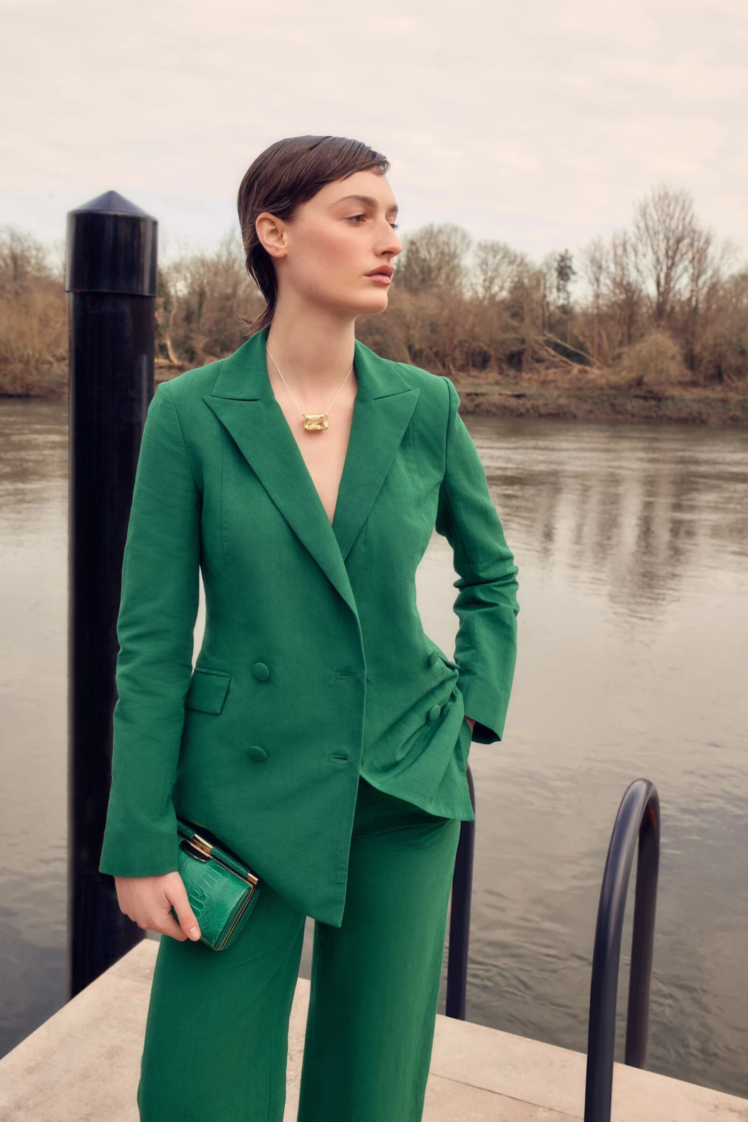 Rappalo Wide Leg Trousers Green Linen 6 Rappalo Wide Leg Trousers Green Linen - Image 4