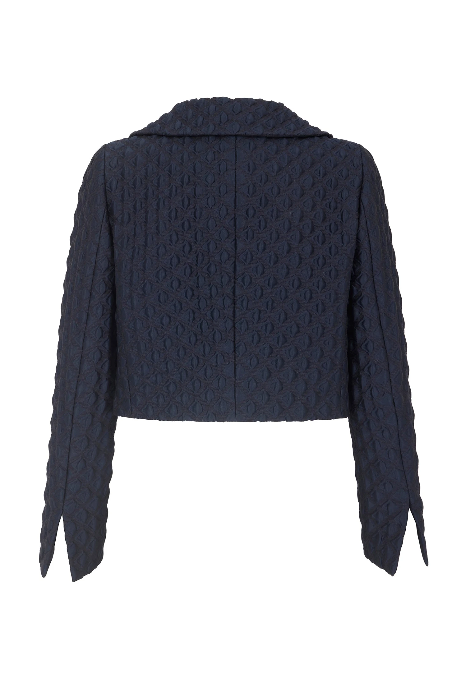 Remy Cropped Jacket Navy Diamond Cloqué 5 Remy Cropped Jacket Navy Diamond Cloqué - Image 3