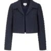 Remy Cropped Jacket Navy Diamond Cloqué -Lady Style Wear RemyJacketDiamondCloqueFrontHIGHWEB
