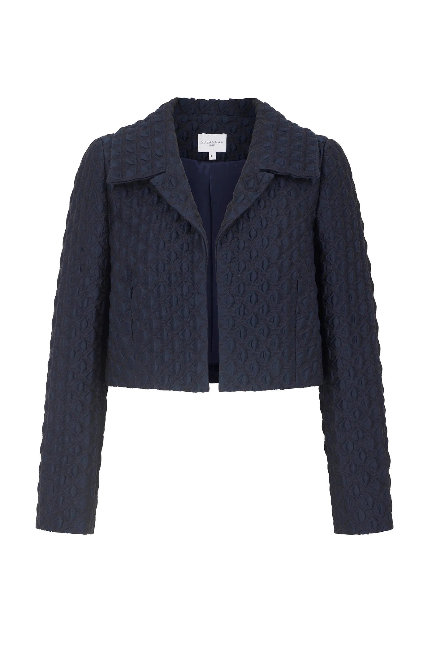 Remy Cropped Jacket Navy Diamond Cloqué 3 Remy Cropped Jacket Navy Diamond Cloqué