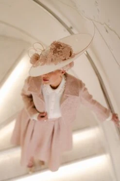 Remy Cropped Jacket Rose Glimmer Weave -Lady Style Wear RemySkirtSuitPinkGlimmerModel4WEB