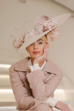 Remy Cropped Jacket Rose Glimmer Weave -Lady Style Wear RemySkirtSuitPinkGlimmerModel5WEB